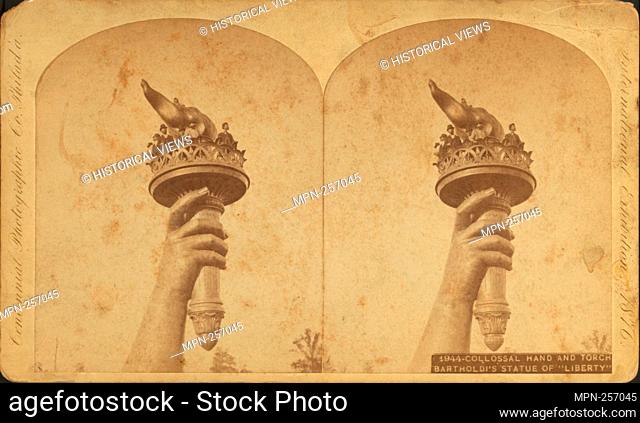 Collossal hand and torch. Bartholdi's statue of ""Liberty."". Centennial Photographic Co. (Photographer). Robert N. Dennis collection of stereoscopic views...