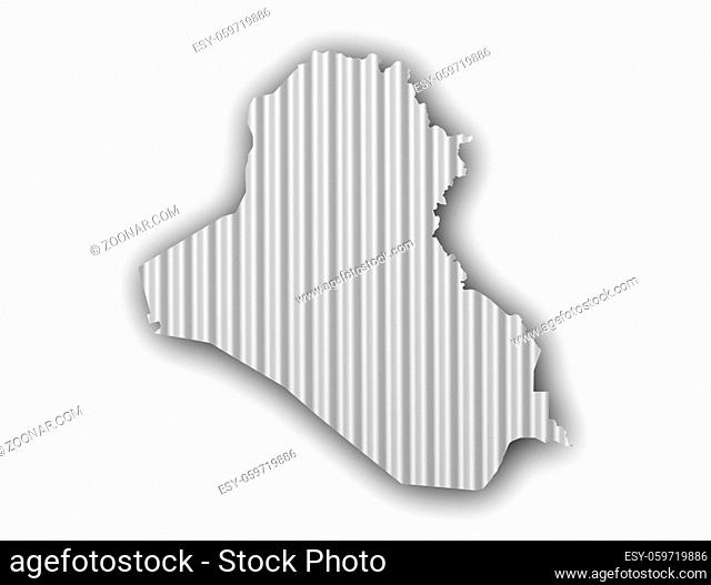 Karte des Irak auf Wellblech - Map of Iraq on corrugated iron