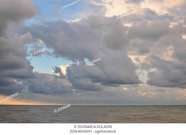 Landscape, Cloudy Sky over the Winter Black Sea, Russia
