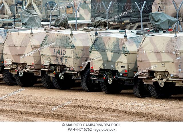 A type Dingo armoured vehichles sit in the material air lock in Mazar-i-Sharif, Afghanistan, 11 December 2013. The vehichle will be brought back to German as...