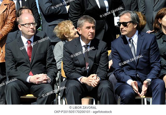 From left Czech Prime Minister Bohuslav Sobotka, Czech finance minister Andrej Babis and Czech Defence Minister Martin Stropnicky participate the event...