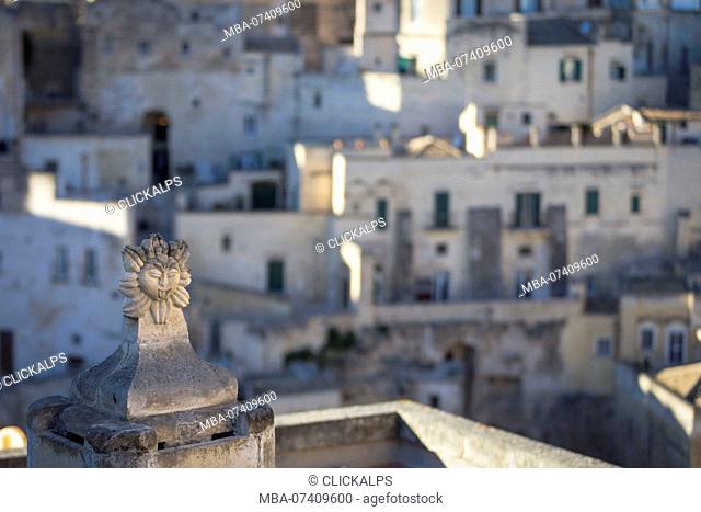 Foreshortening of Sassi, Matera district, Basilicata, Italy