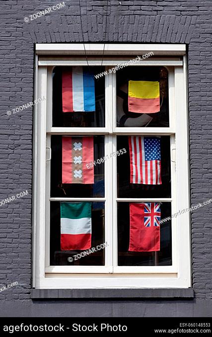 Many Various International World Flags in Window