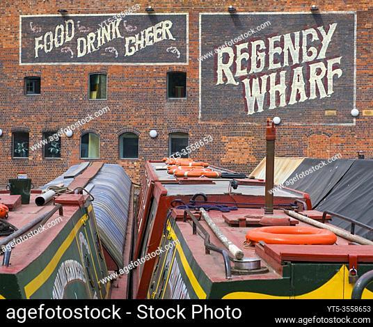 Narrowboats at Regency Wharf , Broadstreet, Birmingham
