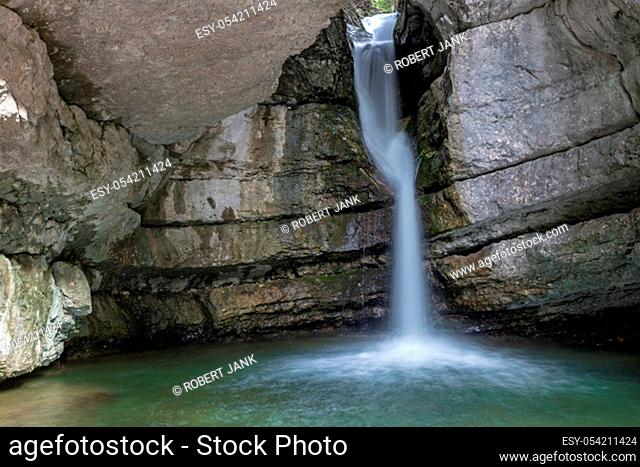 Small waterfall at Torrente Boite, Veneto, Italy