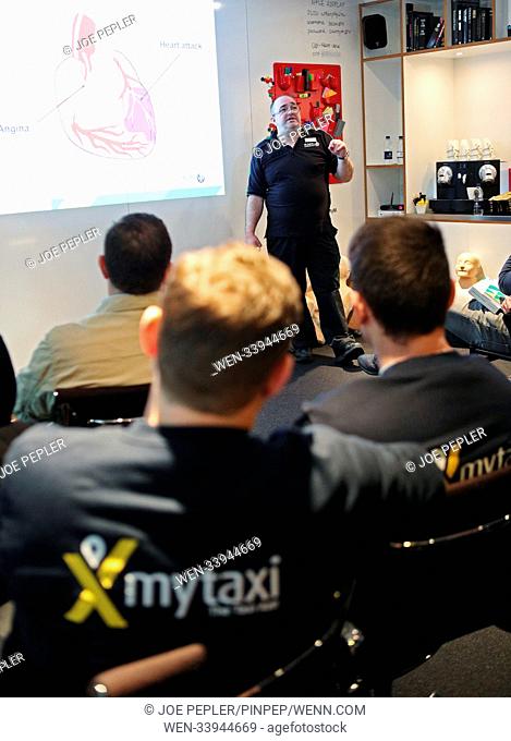 London black cab drivers receive first aid, acid attack and emergency childbirth advisory training, as e-haling app mytaxi