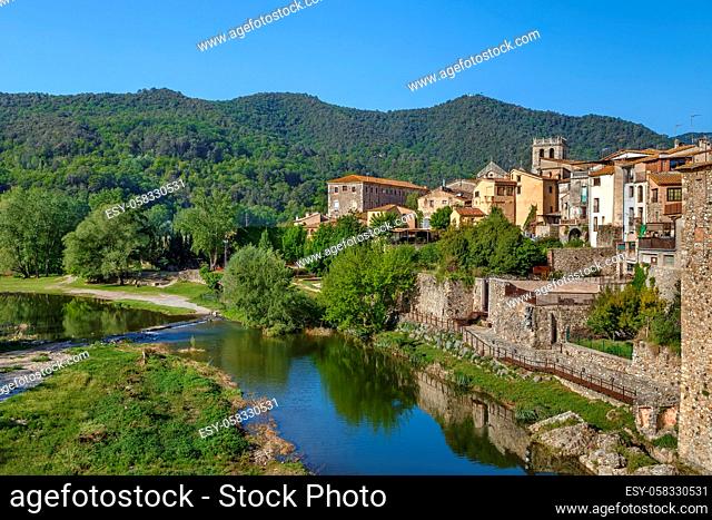 View of Besalu from Romanesque bridge, Spain