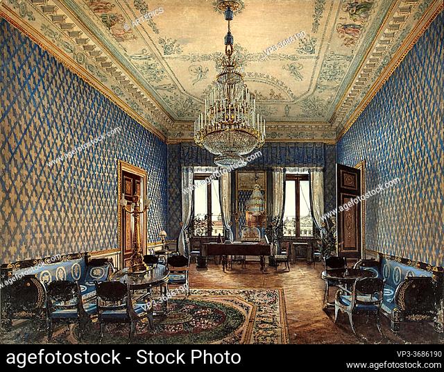 Ukhtomsky Konstantin Andreyevich - Interiors of the Winter Palace - the Drawing-Room of Grand Princess Maria Nikolayevna - Russian School - 19th Century