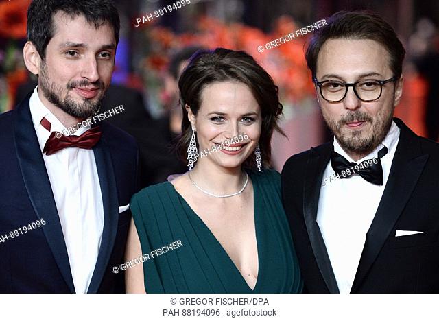 Actress Diana Cavallioti, director and screenwriter Calin Peter Netzer (r) and actor Mircea Postelnicu, photographed at the premiere of the...