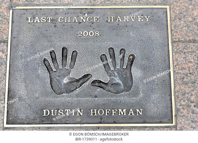 Hand print of Dustin Hoffman, Leicester Square, London, England, United Kingdom, Europe