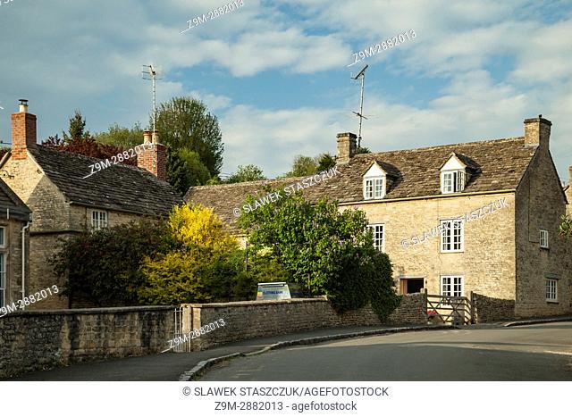 Spring afternoon in the Cotswold village of North Cerney, Gloucestershire, England
