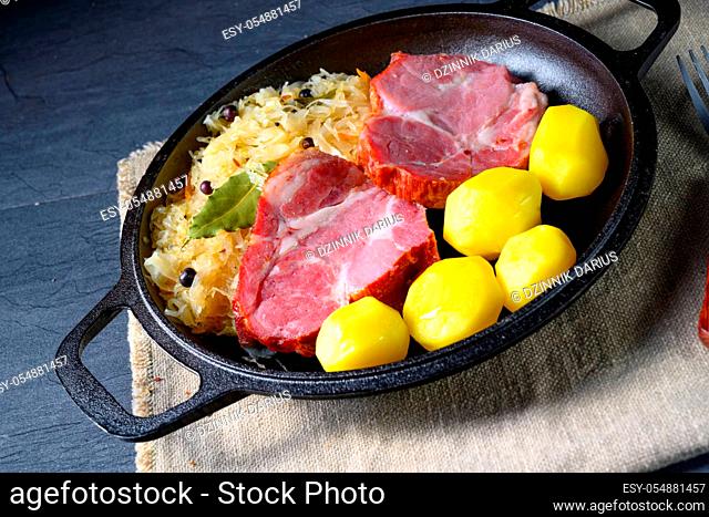boiled sauerkraut and delicious saddle of pork