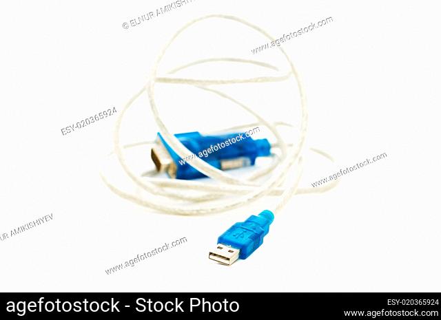 Blue USB cable - shallow depth of field