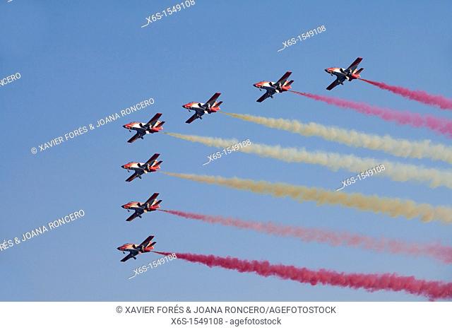 Airshow of the Patrulla Aguila from Spanish Air Force, Festa al Cel 2011, Barcelona, Spain