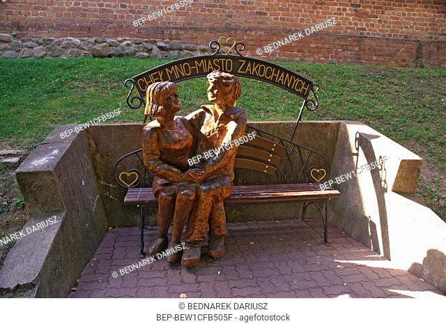 Bench in love in town Culm, Kuyavian-Pomeranian voivodeship, Poland. Bench in love with Culm is a charming and obligatory place to visit in this city