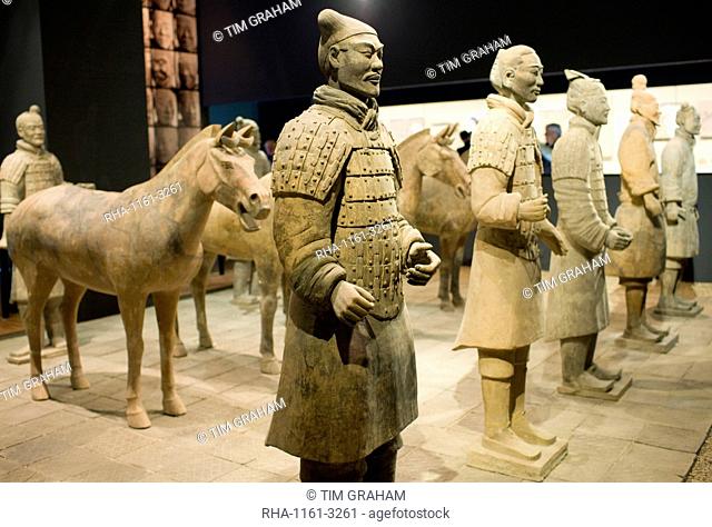 Terracotta warriors and horses on display in the Shaanxi History Museum, Xian, China