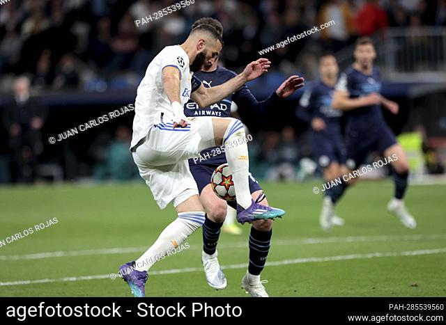 Madrid, Spain; 04.05.2022.- Real Madrid vs Manchester City Champions League semi-final match held at the Santiago Bernabeu Stadium in Madrid Real Madrid player...