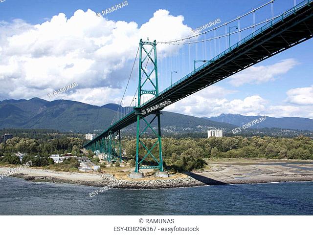 The Lions Gate Bridge over Burrard Inlet that connects the city of Vancouver (British Columbia, Canada)