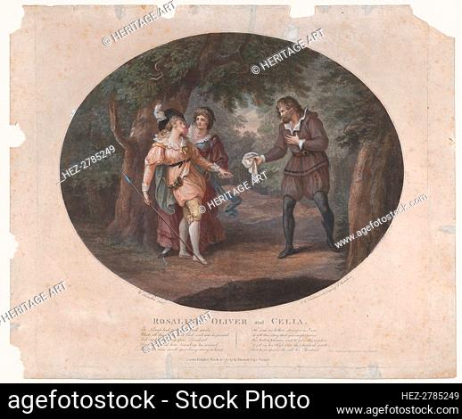 Rosalind, Oliver and Celia (Shakespeare, As You Like It, Act 4, Scene 6), 1791., 1791. Creator: Peltro William Tomkins