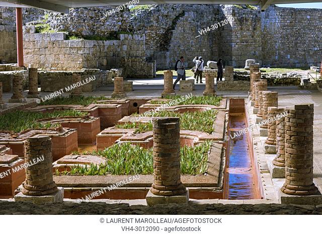 The House of the Fountains (Casa dos Repuxos), Ruins of the Roman city of Conimbriga, Coimbra District, Baixo Mondego, Centro Region, Portugal, Europe