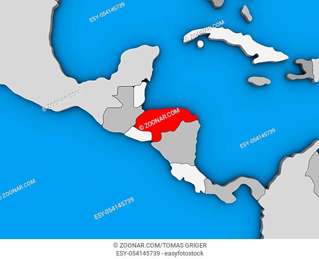 Honduras on blue political 3D globe. 3D illustration