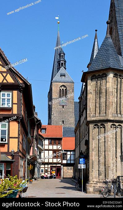 The historical City of Quedlinburg in the Harz Mountains, Saxony - Anhalt. Germany. Die historische Stadt Quedlinburg im Harz, Sachsen - Anhalt, Deutschland