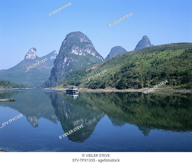 Asia, China, Dawn, Guangxi, Guilin, Holiday, Landmark, Li river, Limestone, Mountains, Province, River, Scenery, Tourism, Travel