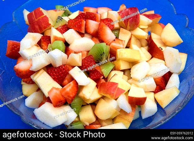 Delicious and fresh fruit salad in the bowl