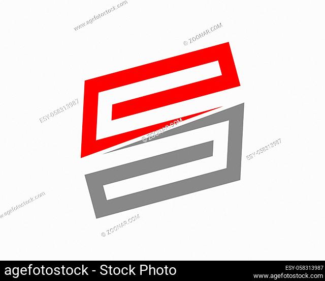 S Letter abstract with red and gray stripe