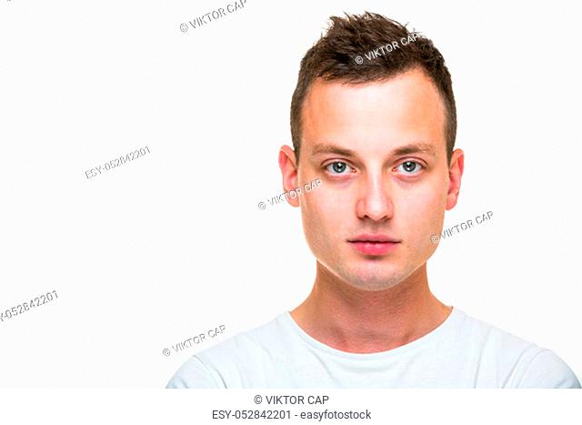 Portrait of a handsome young man on white background