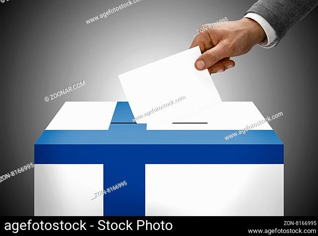 Ballot box painted into national flag colors - Finland
