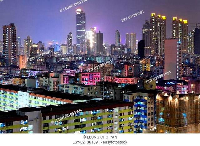 apartment building in Hong Kong at night