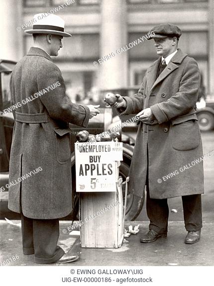 Man selling apples during the Depression