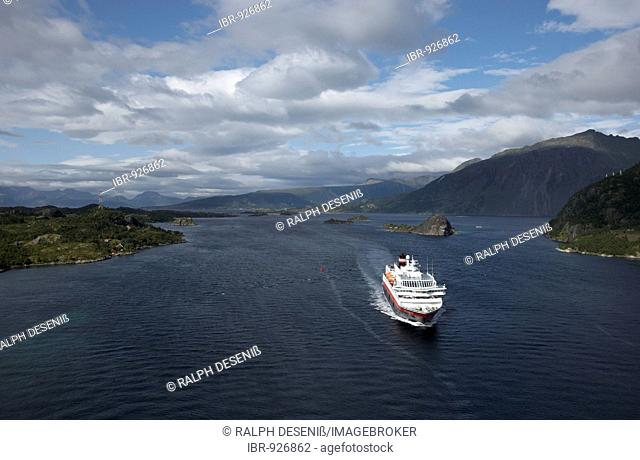 Hurtigruten ship in Raftsund, Lofoten, Norway, Scandinavia, Europe