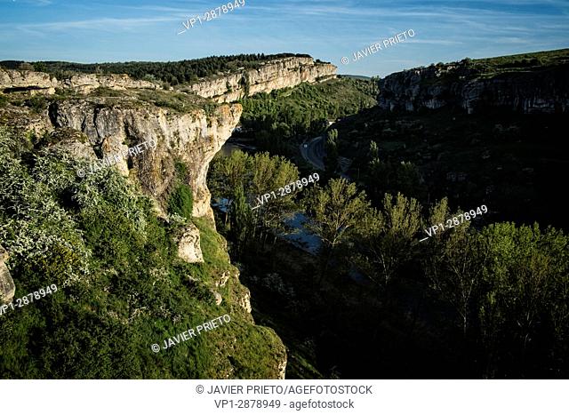 The river Pisuerga and the canyon of La Horadada as it passes through the Las Tuerces Natural Monument. World Geopark Las Loras. UNESCO Global Geopark