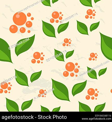 Seamless pattern with berries and leaves. Vector illustration EPS8