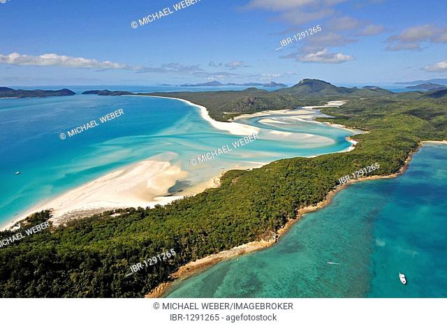Aerial view of Whitehaven Beach, Whitsunday Island, Whitsunday Islands National Park, Queensland, Australia