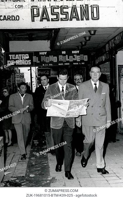 Oct. 15, 1968 - Buenos Aires, Argentina - FERNANDO BELAUNDE TERRY, the former president of Peru, arriving in Buenos Aires
