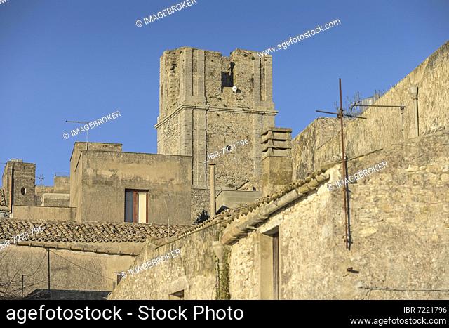 Residential houses, old town, Erice, Sicily, Italy, Europe