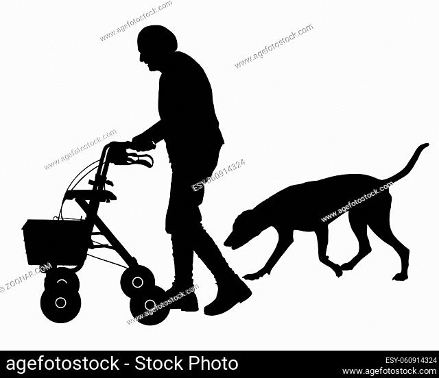 Alte Frau mit Hund - Old woman with dog