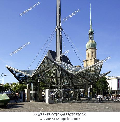Dortmund, D-Dortmund, Ruhr area, Westphalia, North Rhine-Westphalia, NRW, Willy Brandt square, city railway station Reinoldikirche, underground station