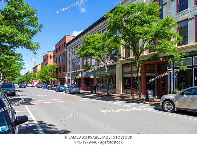 Market Street in the historic downtown Gaffer District of Corning New York