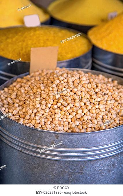 Grains on the market in Marrakech, Morocco