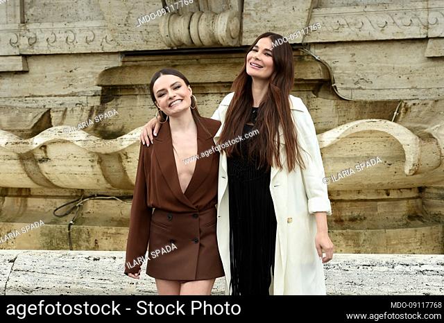Italian actress Ilaria Spada together with Maryna, star of the web world and Youtuber at Gli idoli delle donne photocall. Rome (Italy) April 7th, 2022