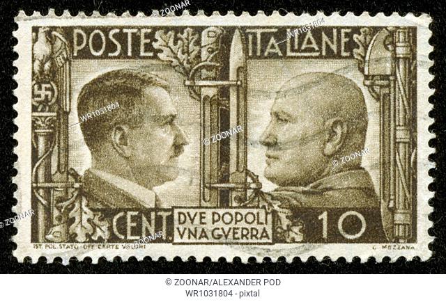 stamp with Hitler and Mussolini