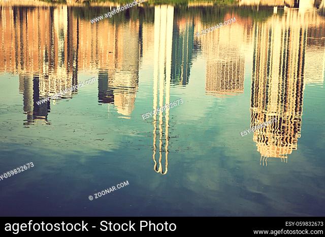 Minneapolis, Minnesota reflected in Mississippi River