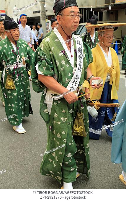 Japan, Osaka, Tenjin Matsuri, festival, procession, people,