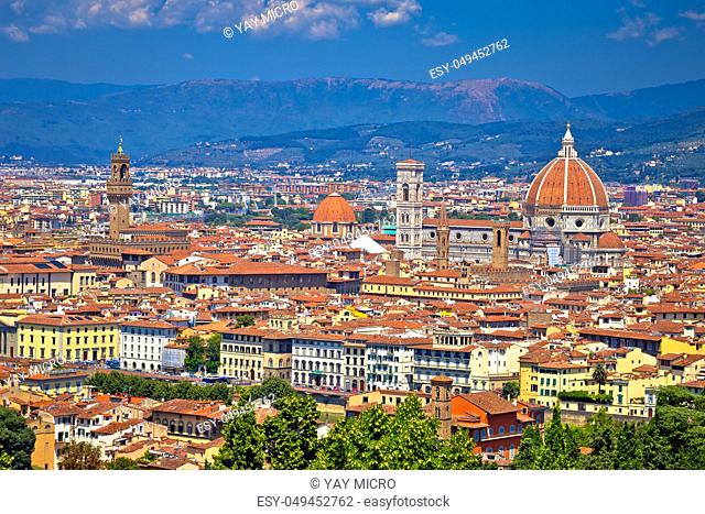 City of Florence aerial historic center view, Tuscany region of Italy