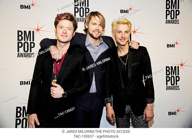Nash Overstreet, Chord Overstreet and Ryan Keith of the group Hot Chelle Rae attends the 2013 BMI Pop Music Awards at the Beverly Wilshire Four Seasons Hotel on...