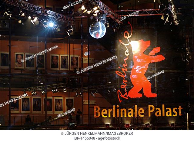 Berlinale Bear, logo and symbol of the Berlinale or Berlin Film Festival, Sony Center on Potsdamer Platz square, Tiergarten district, Berlin, Germany, Europe